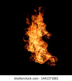 Fire flames isolated on black background - Shutterstock ID 1441371881
