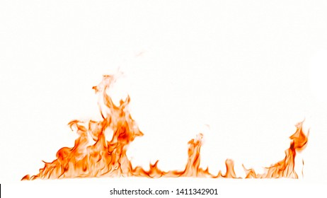 Fire Flames Isolated On White Background.