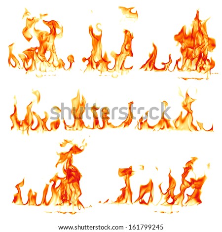 Fire flames isolated on white background