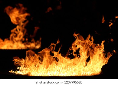 Fire flames on black background