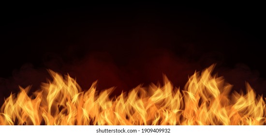 Fire flames on black background whit copy space - Shutterstock ID 1909409932