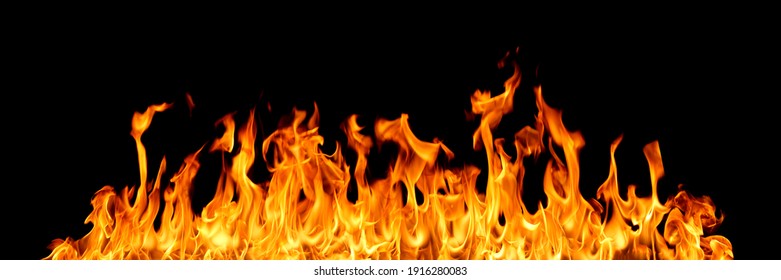 Fire flames on black background - Shutterstock ID 1916280083