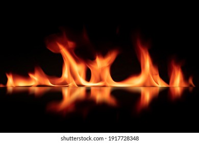 Fire flames on black background - Shutterstock ID 1917728348