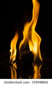 Fire flames on black background