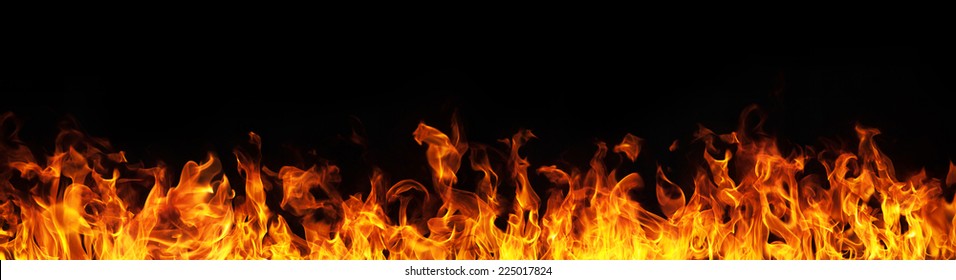 Fire flames on black background - Shutterstock ID 225017824