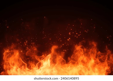 Fire flames on black background - Powered by Shutterstock