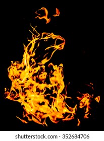 Fire flames on a black background