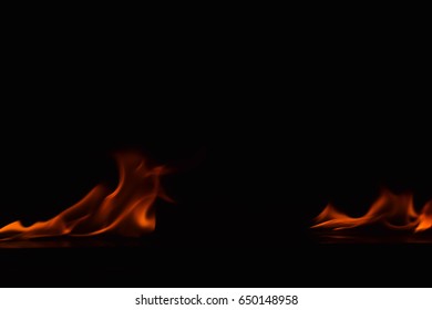 Fire flames on black background