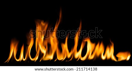 Fire and flames on a black background.