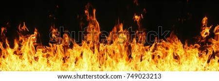 Fire flames on black background.