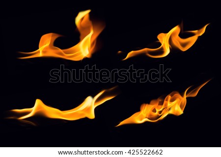Fire flames on black background,Flames of Fire in a fireplace,fire flame,fire flame close up 