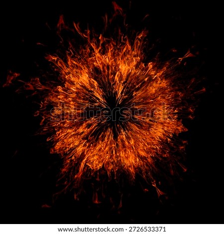 Fire flames on ring. Round frame with burning and sparks. Circular border with glow flame effect. Fire gun blast effects. Shooting concept. Fire for pupil overlay. Fire in eyes concept.