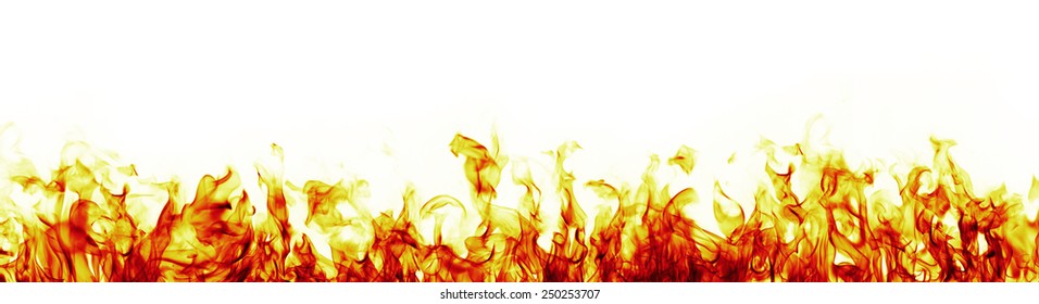 Fire flames on white background, more red version