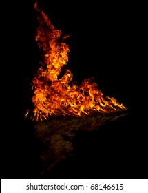 Fire flames reflected on floor