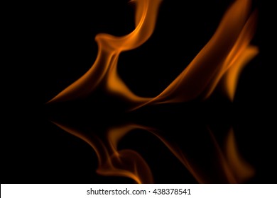 fire flames with reflection on black background