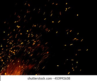 Fire Sparks On Black Background Stock Vector (Royalty Free) 1528874330