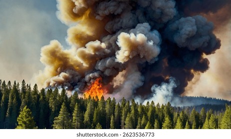 Fire in the forest. Wildfire 