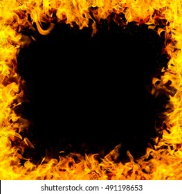 Fire Frame On Black Background Stock Photo (Edit Now) 403466242