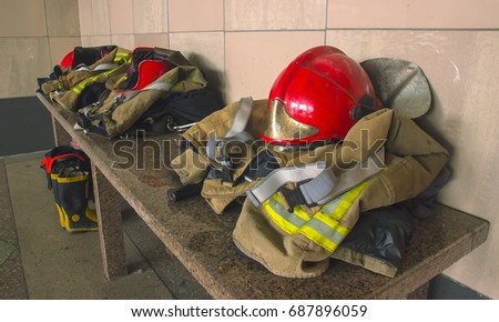 Fire Gear on the table at interior