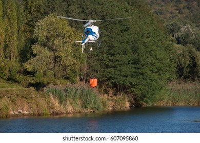 Fire Helicopter At Work