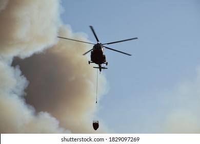 fire helicopters responding to forest fire