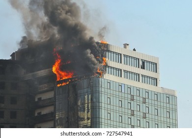  fire in a high-rise building.Odessa,.Gagarin plato, august 29, 2015
