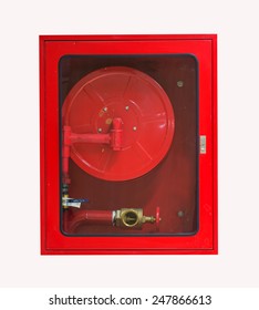 Fire hose cabinet isolate in white background
