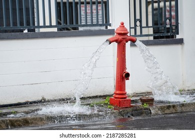 Fire hydrant being flushed by for maintenance. Fire hydrant leaking.