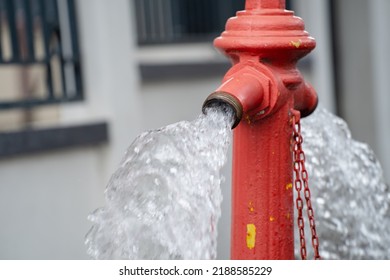 Fire hydrant being flushed by for maintenance. Fire hydrant leaking.