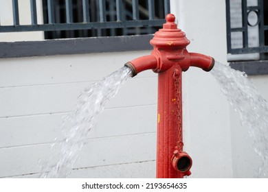 Fire hydrant being flushed by for maintenance. Fire hydrant leaking.