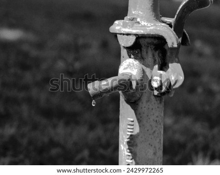 Fire hydrant dripping water in black and white
