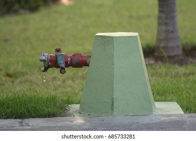 Fire hydrant with drops of water