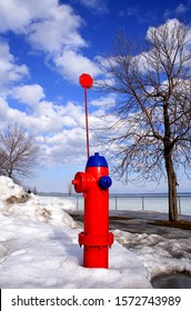 fire hydrant flag marker installed in winter