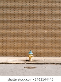 Fire Hydrant in Front of Brick Wall