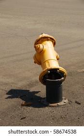 Fire hydrant that was hit by a car in a open lot in Roseburg Oregon - No water leaked due to dry hydrant design