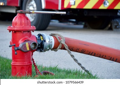 Fire Hydrant In Use During a Structure Fire