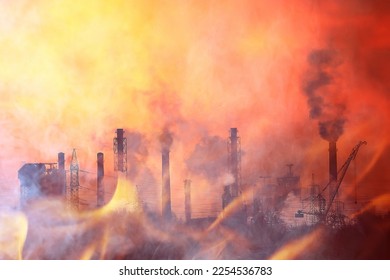 fire industrial conflagration abstract factory background - Shutterstock ID 2254536783