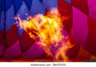 Fire Inside A Balloon, 25th Sonoma County Hot Air Balloon Classic On June 20, California.