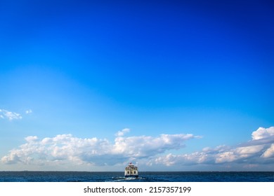 FIRE ISLAND, NETHERLANDS - Dec 10, 2021: A Long Island Ferry Great South Bay