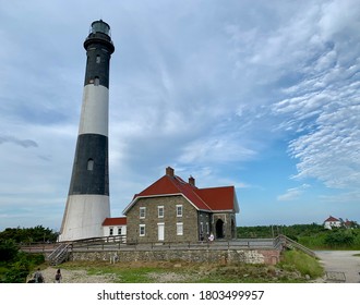 Fire Island, NY - August 3, 2020: Fire Island Lighthouse Is A Landmark On The Great South Bay, In Southern Suffolk County, New York.