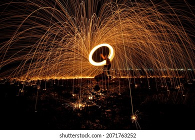 Fire Juggling On The Beach Of Phuket