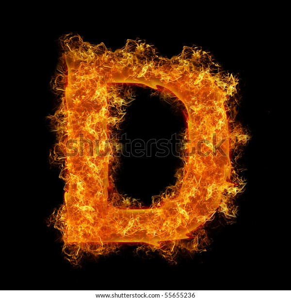 Fire Letter D On Black Background Stock Photo (Edit Now) 55655236