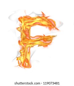Fire letter "F" isolated on white background