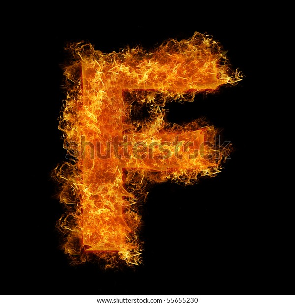 Fire Letter F On Black Background Stock Photo (Edit Now) 55655230