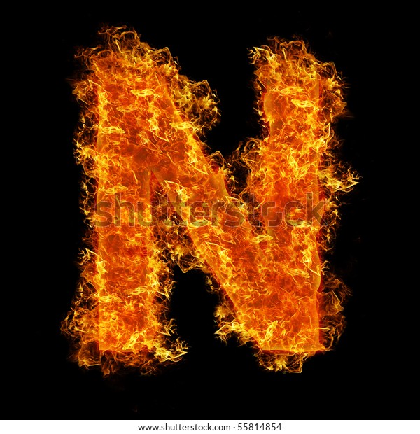 Fire Letter N On Black Background Stock Photo (Edit Now) 55814854