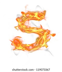 Fire letter "S" isolated on white background