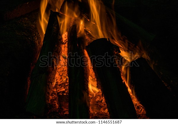 Fire Moves Across Wood Without Stop Stock Photo Edit Now 1146551687