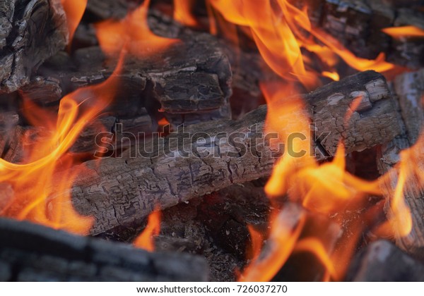 Fire Natural Wooden Logs Fireplace Cooking Stock Photo Edit Now