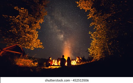 The fire at night - Shutterstock ID 452513506