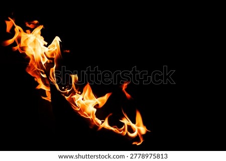 fire on a black background.Mockup for your logo. Wide angle horizontal wallpaper or web banner. flame effects for overlay designs or screen blending mode to make high.